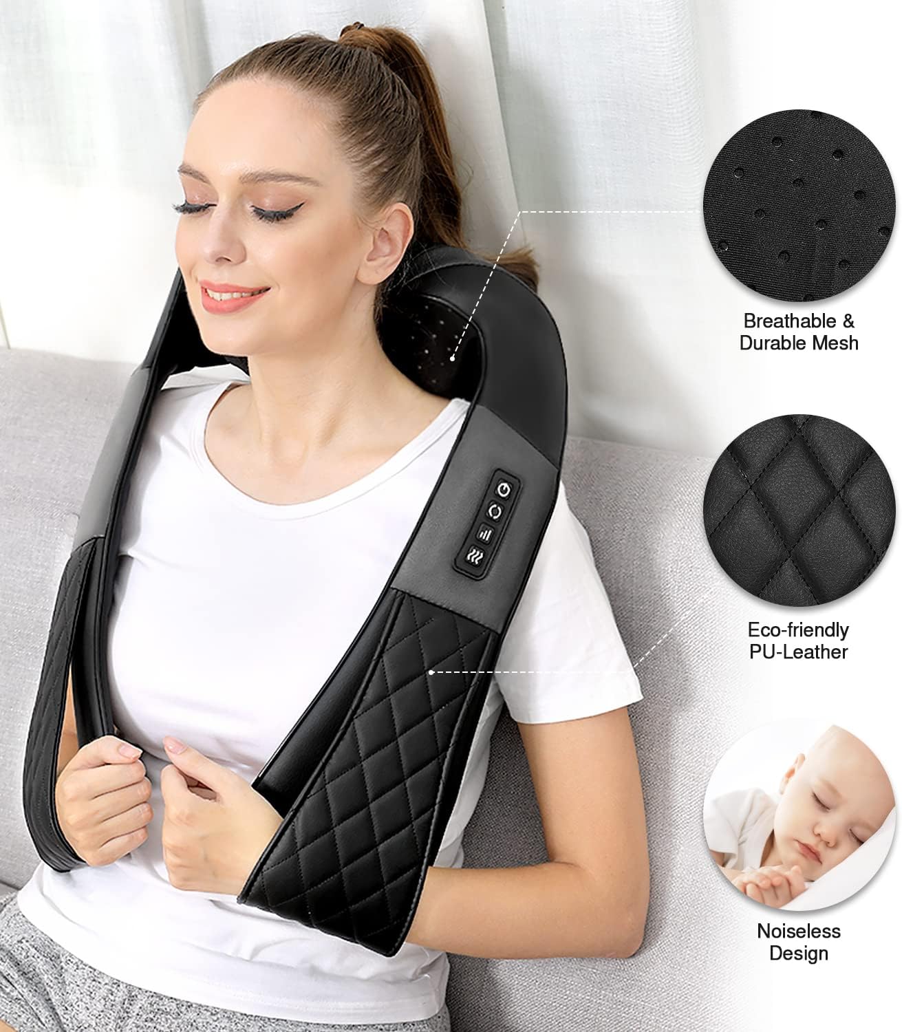 WOQQW Shiatsu Neck Shoulder Back Massager with Heat - Electric Massage DEMO