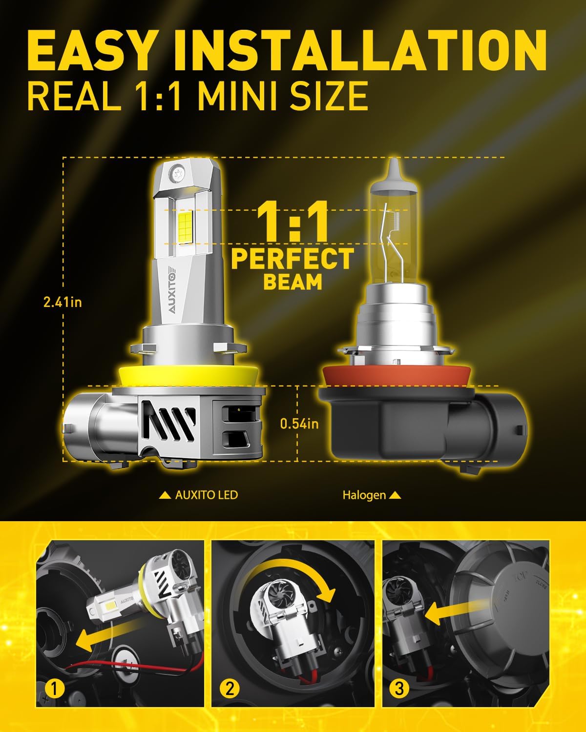 AUXITO H11 H8 H9 LED Headlight Bulbs 25000lm 6500K Cool White Conversion Kit NEW