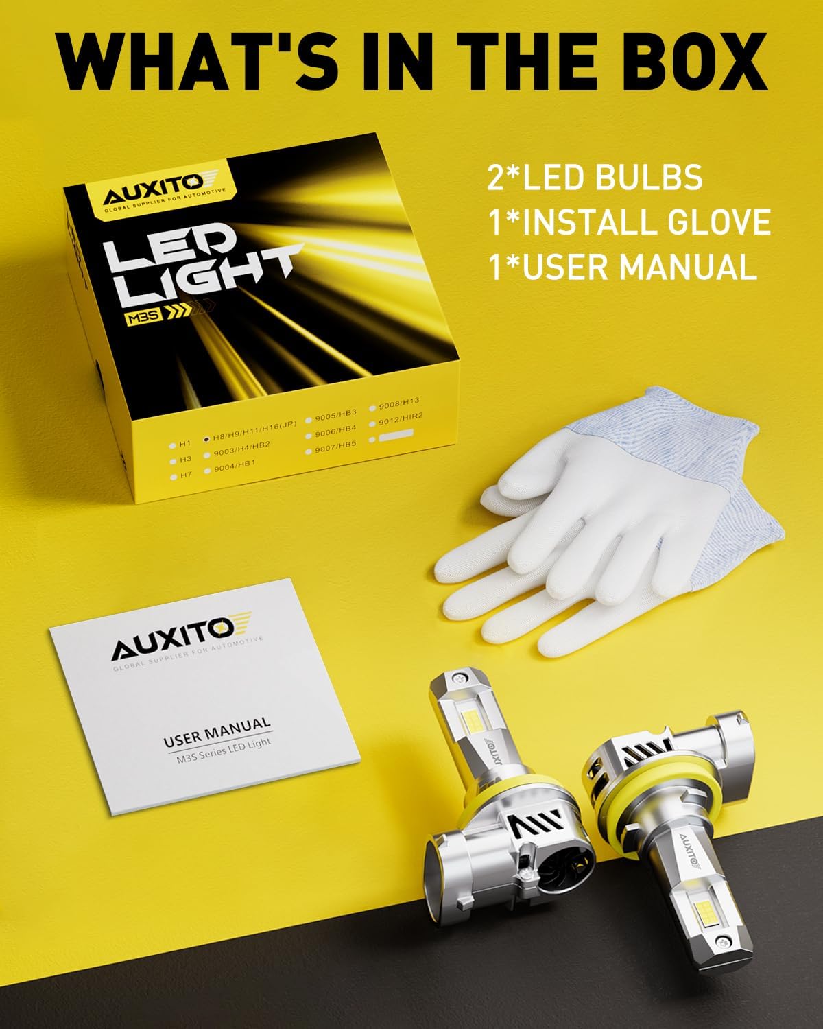 AUXITO H11 H8 H9 LED Headlight Bulbs 25000lm 6500K Cool White Conversion Kit NEW
