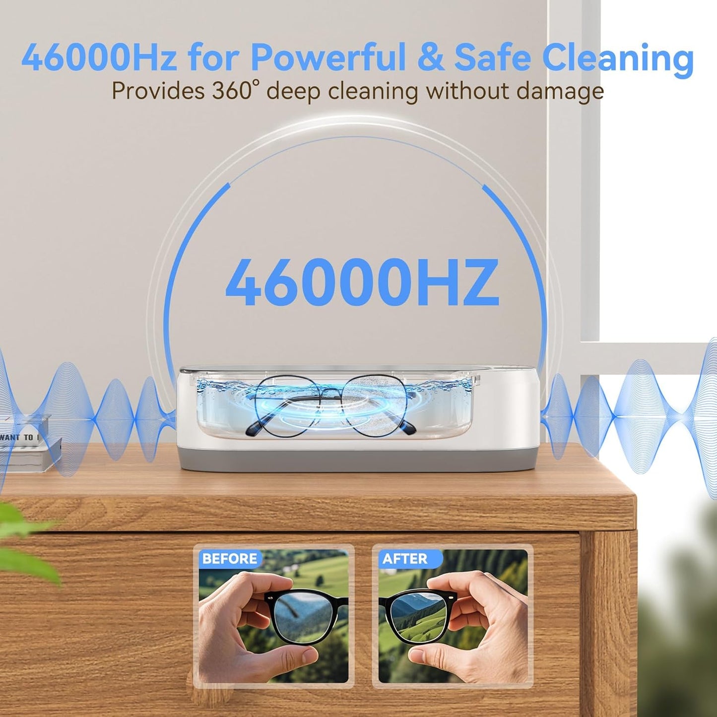 Kunphy Ultrasonic Jewelry Cleaner Machine 350ml 46KHz Professional Cleaning NEW