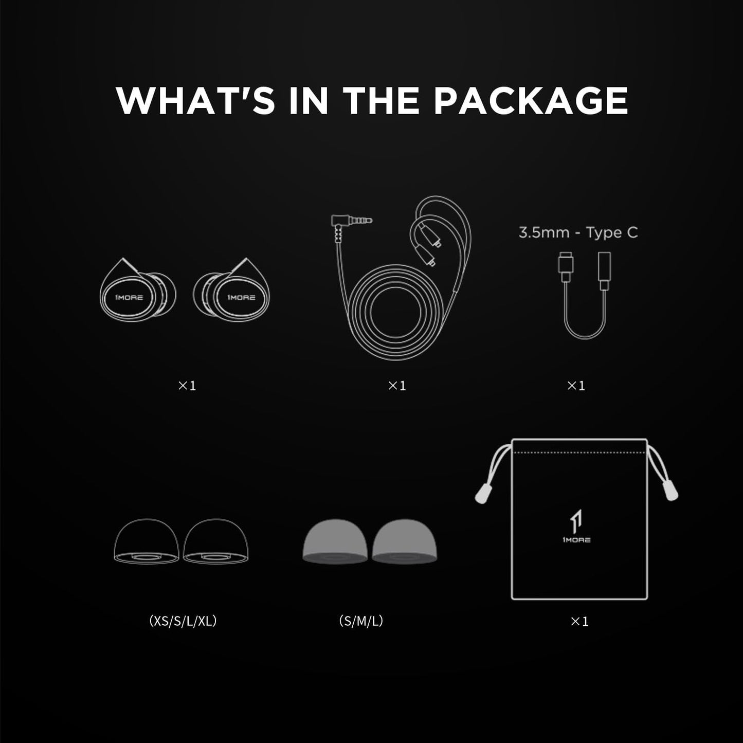1MORE Penta Driver Wired Hi-Res In-Ear Headphones, Black Premium Audio NEW