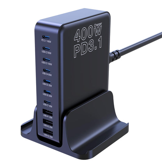 400W Mains Charger 10-Port USB-C PD3.1 140W PPS 45W QC 20W Fast Charging NEW