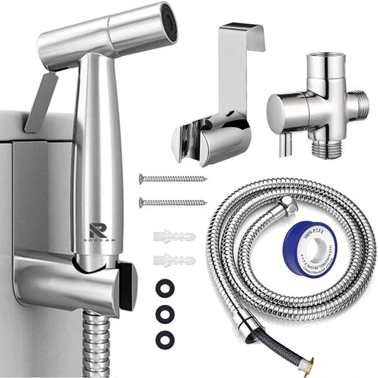 Roccar Handheld Bidet Sprayer Toilet Attachment Feminine Hygiene Silver NEW