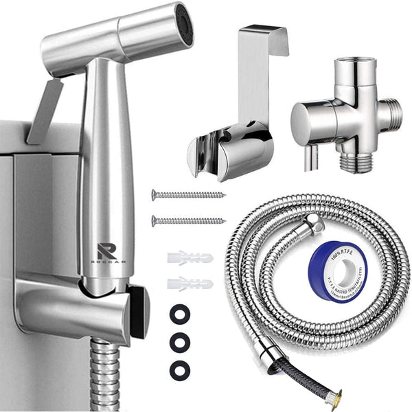 Roccar Handheld Bidet Sprayer Toilet Attachment Feminine Hygiene Silver NEW