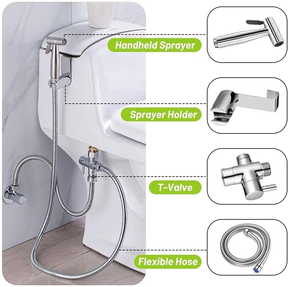 Roccar Handheld Bidet Sprayer Toilet Attachment Feminine Hygiene Silver NEW