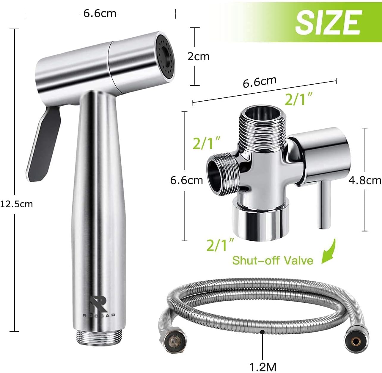 Roccar Handheld Bidet Sprayer Toilet Attachment Feminine Hygiene Silver NEW