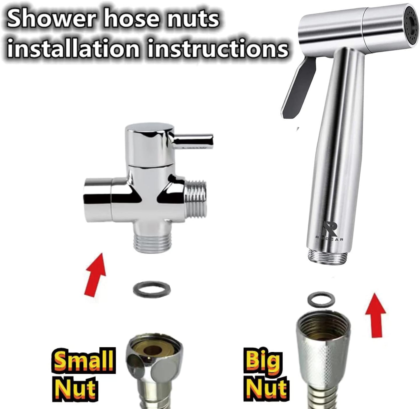 Roccar Handheld Bidet Sprayer Toilet Attachment Feminine Hygiene Silver NEW