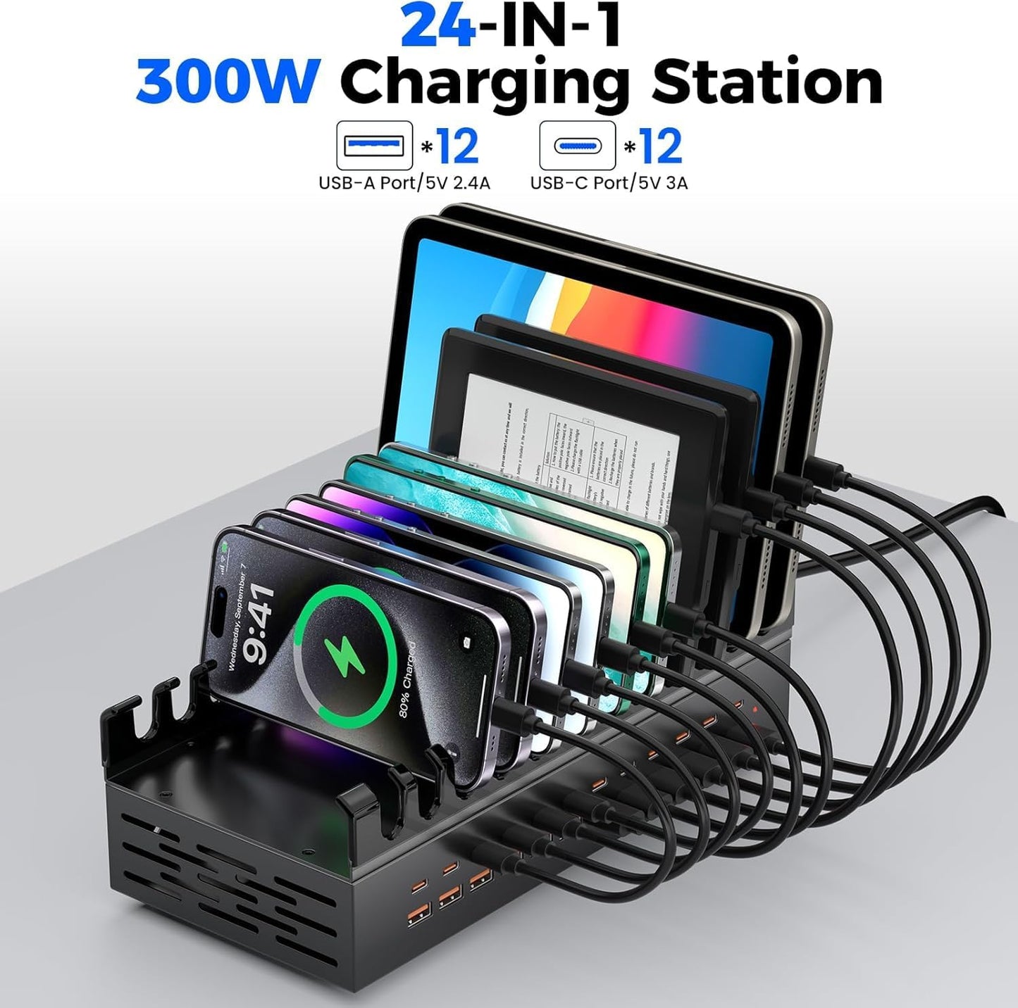 General 300W Mains Chargers 24-Port USB-C Charging Station for Laptops, DEMO