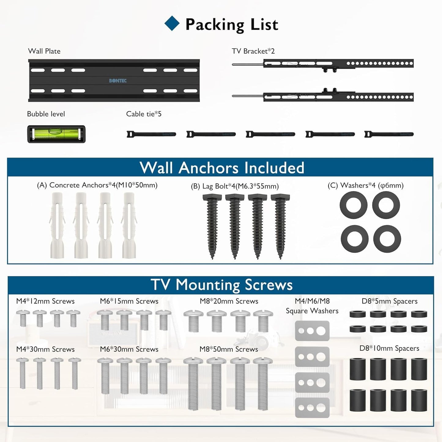 BONTEC Ultra Slim TV Wall Mount Bracket for 23-60 Inch LCD LED TVs Low NEW