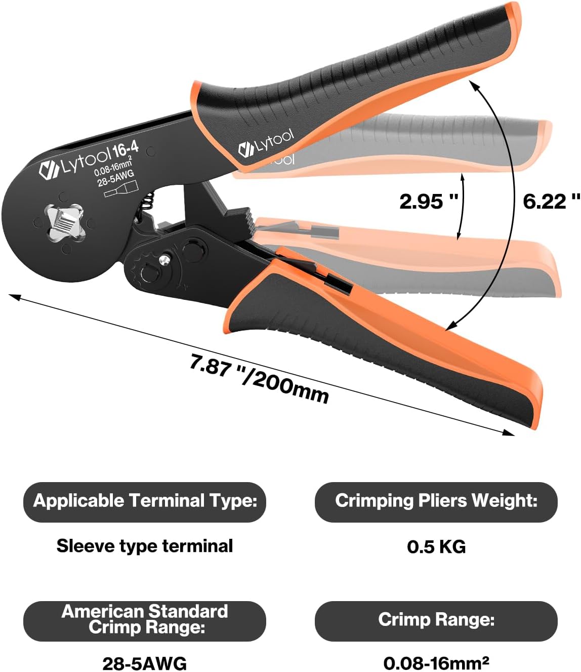 Lytool Ferrule Hand Tools Crimping Tool Kit 0.08-16mm² (28-5AWG) Wire NEW