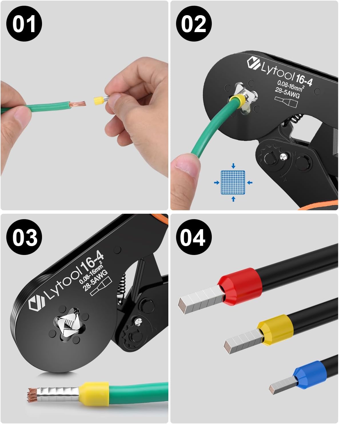 Lytool Ferrule Hand Tools Crimping Tool Kit 0.08-16mm² (28-5AWG) Wire NEW