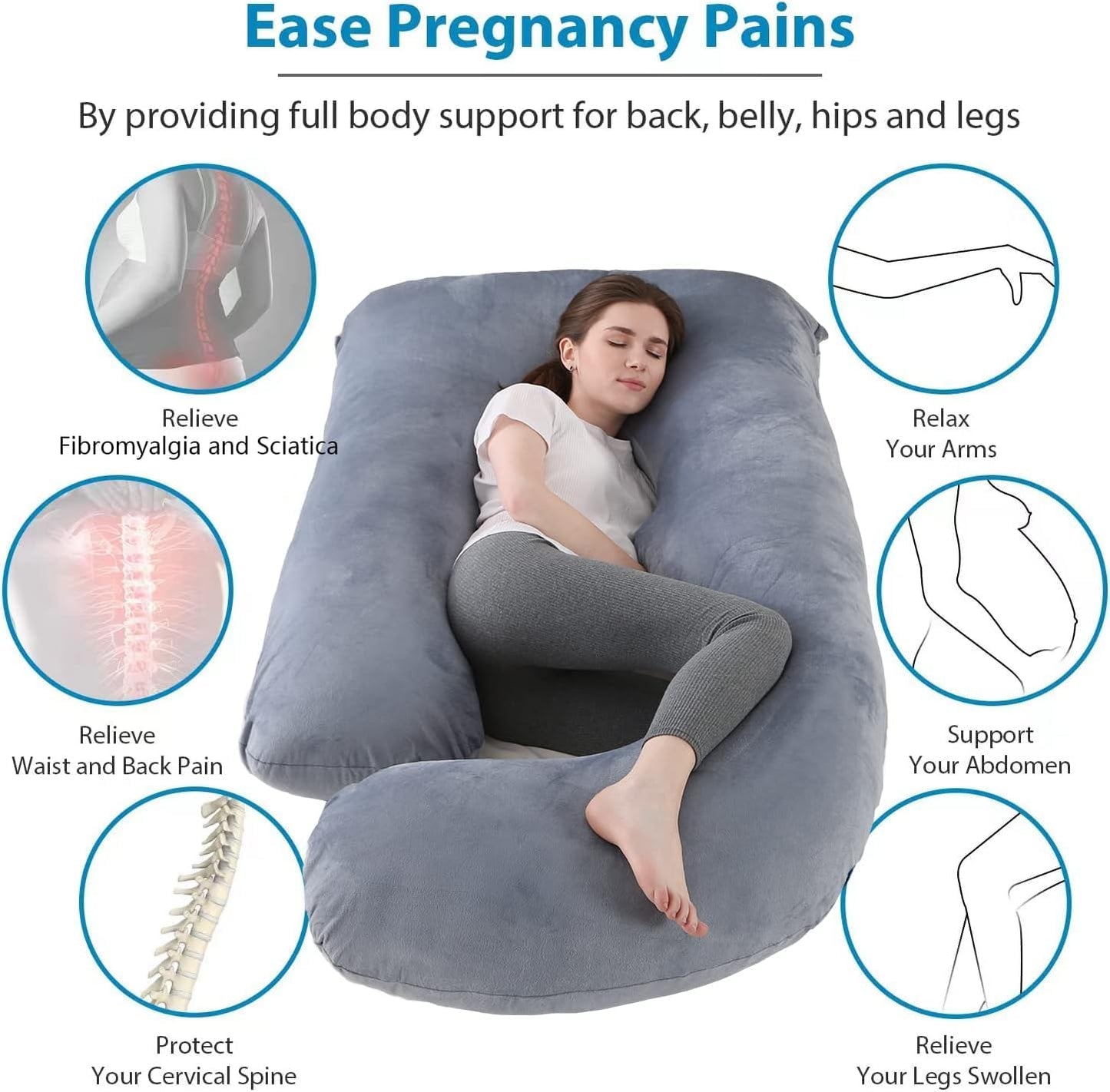 Cozioz Full Body Pregnancy Maternity Support Sleeping Aid Pillow in Grey NEW