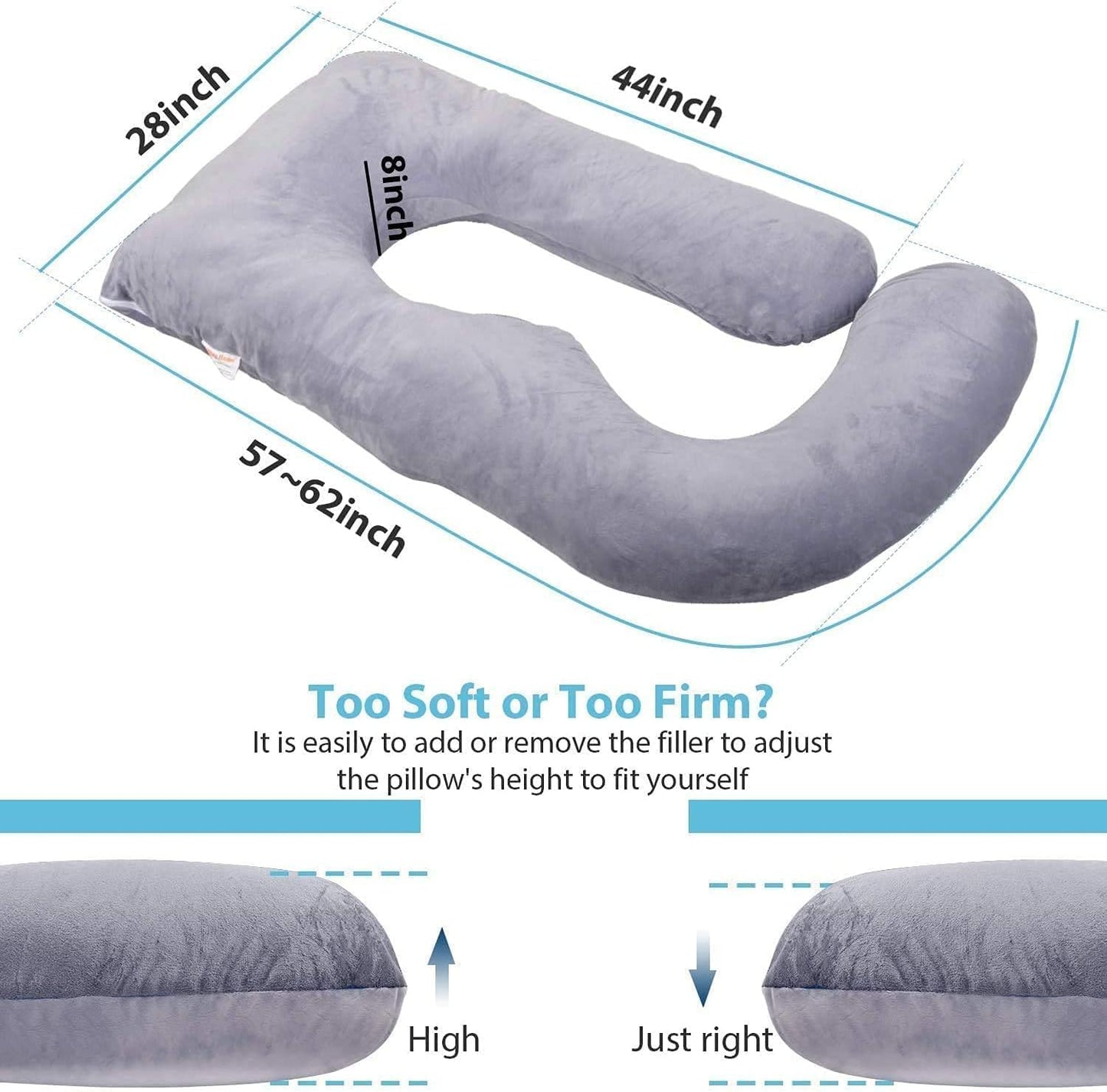 Cozioz Full Body Pregnancy Maternity Support Sleeping Aid Pillow in Grey NEW