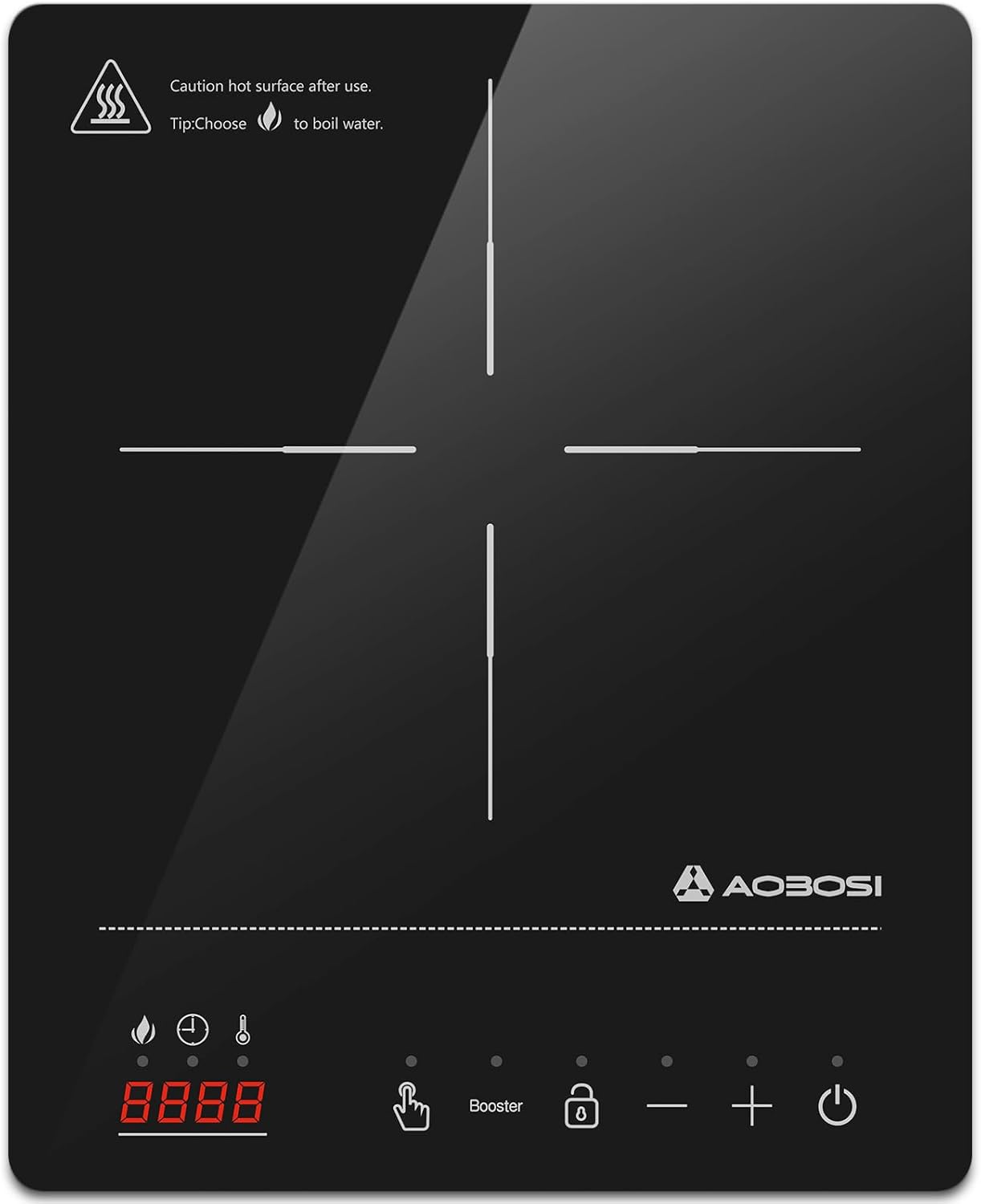 AAOBOSI 2000W Portable Induction Cooktop Single Cooker Ceramic Glass Black NEW