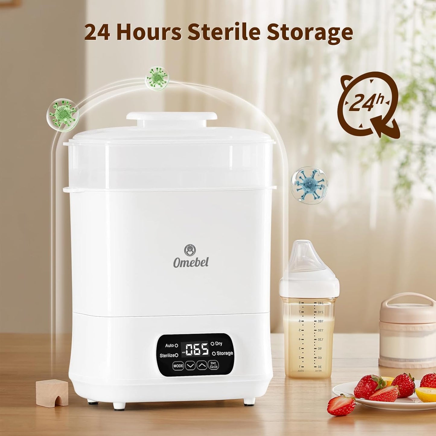 Omebel Electric Sterilisers Baby Bottle Steriliser and Dryer, Safe White DEMO