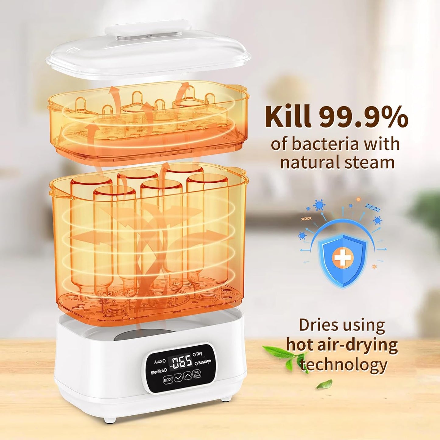 Omebel Electric Sterilisers Baby Bottle Steriliser and Dryer, Safe White DEMO