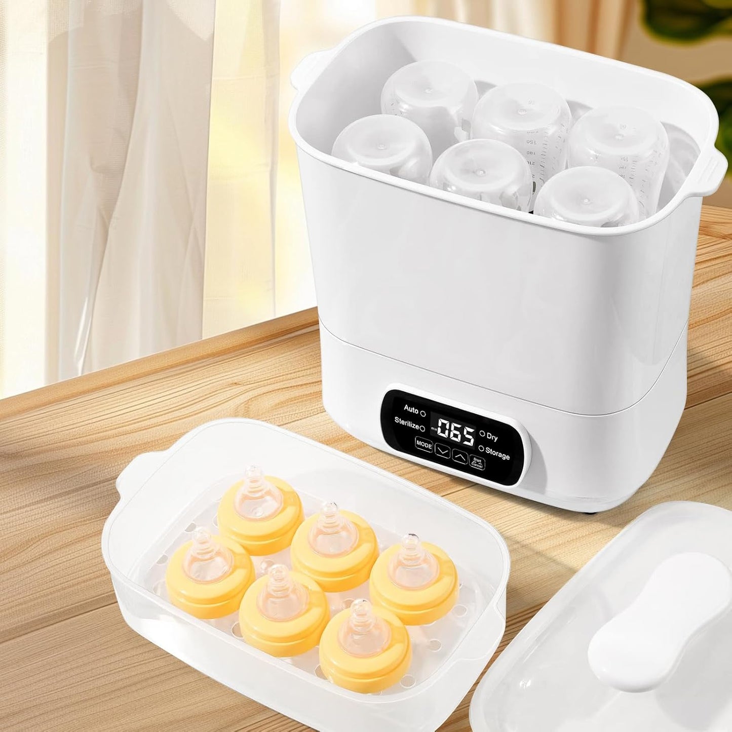 Omebel Electric Sterilisers Baby Bottle Steriliser and Dryer, Safe White DEMO