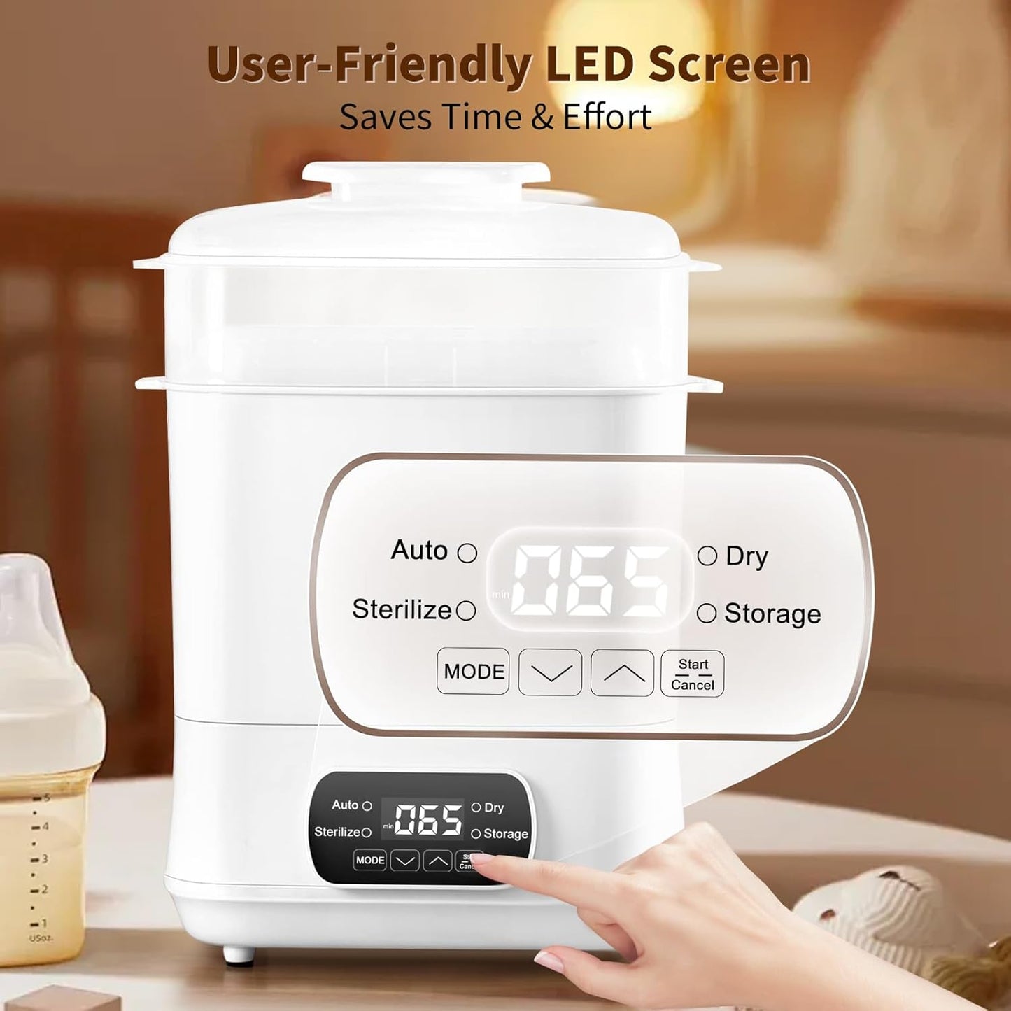 Omebel Electric Sterilisers Baby Bottle Steriliser and Dryer, Safe White DEMO