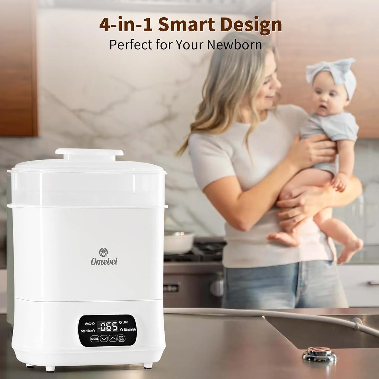 Omebel Electric Sterilisers Baby Bottle Steriliser and Dryer, Safe White DEMO