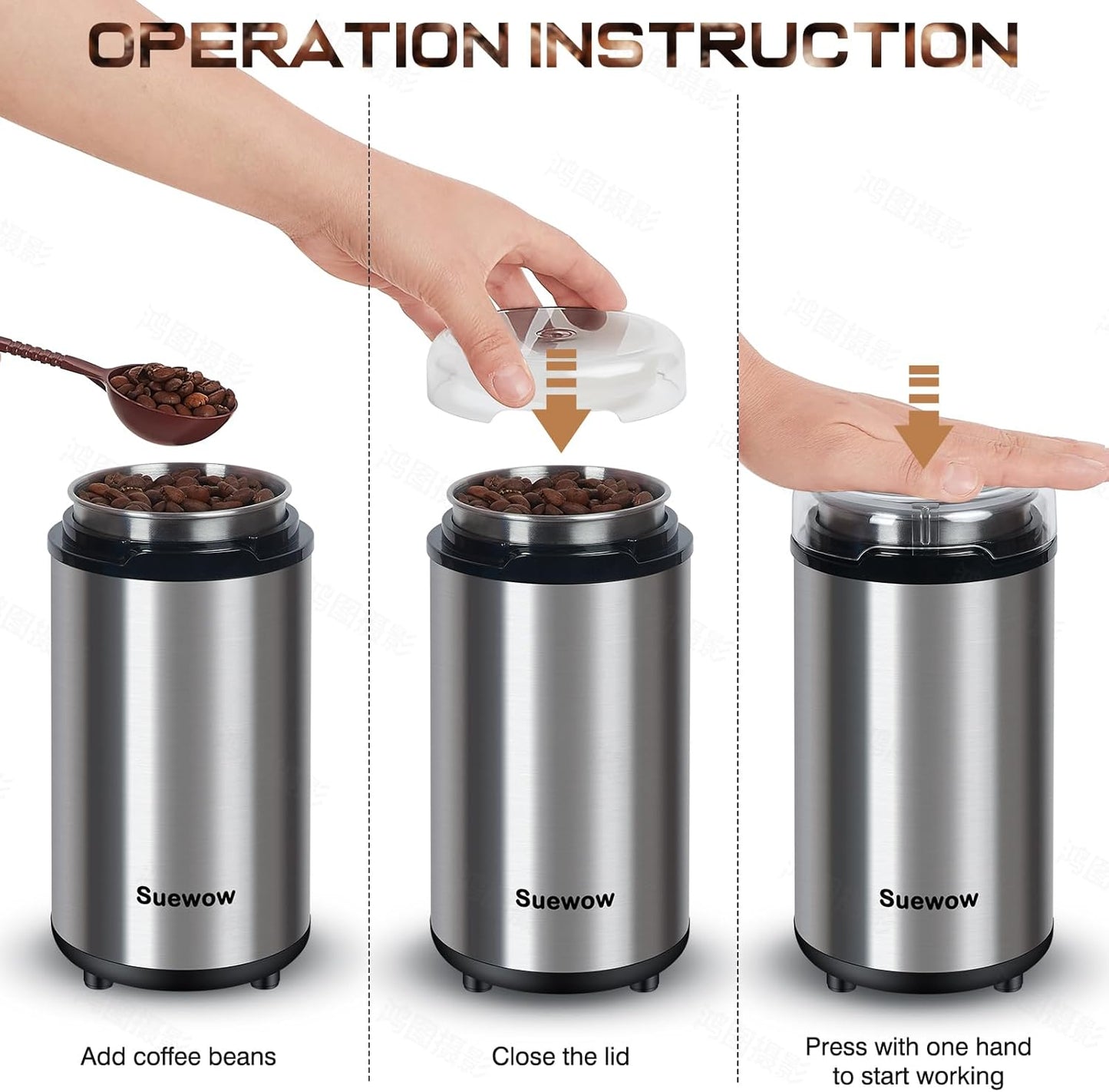 500g Electric Coffee Grinder with 200W Motor and Detachable Bean Spice DEMO