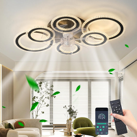 GEADI Modern Black Chandeliers Ceiling Fan with Lights, 6 Speeds, Low DEMO