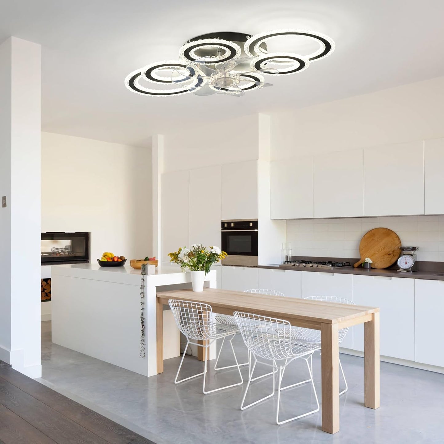 GEADI Modern Black Chandeliers Ceiling Fan with Lights, 6 Speeds, Low DEMO