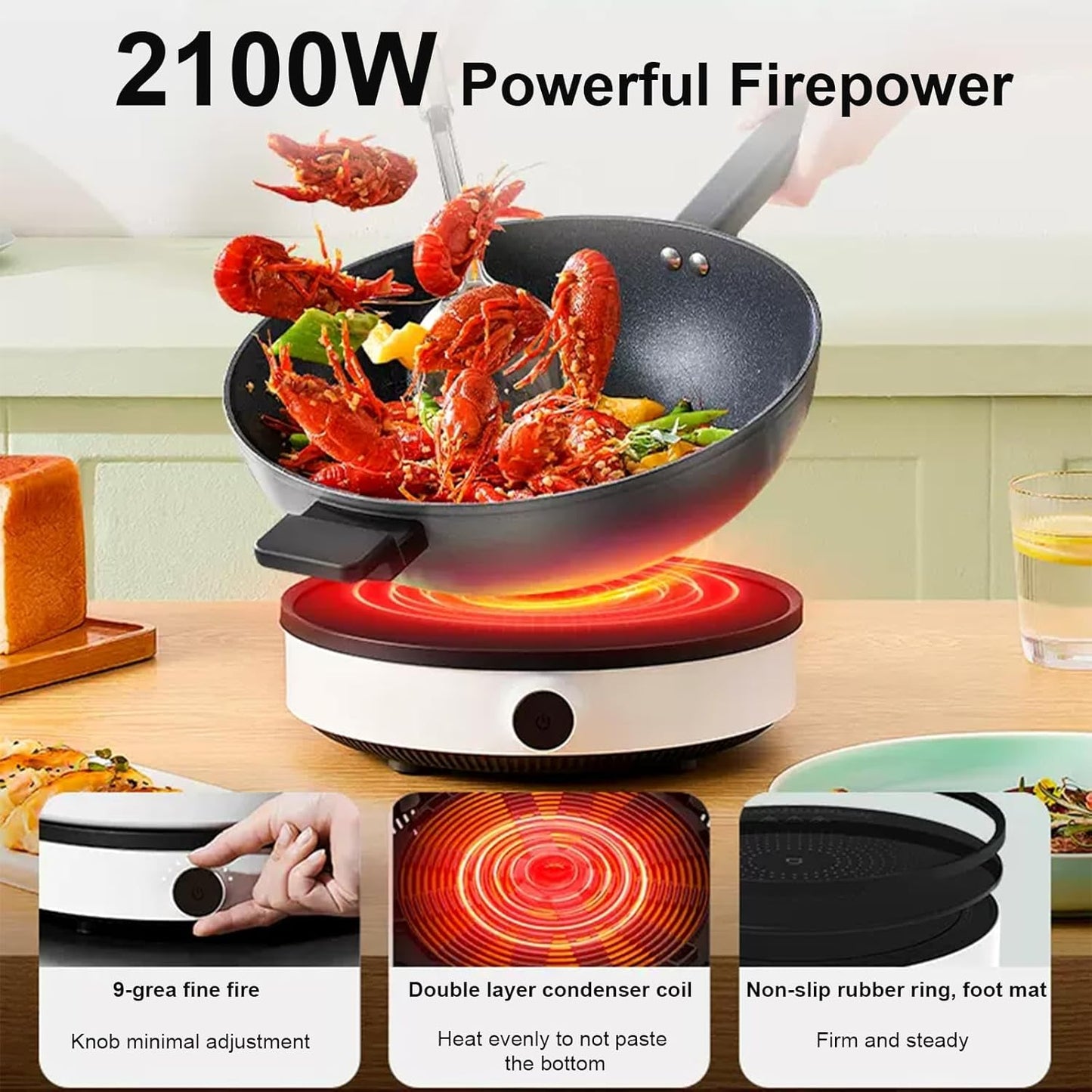 XIAO MI MIJIA Portable Induction Cooktop Electric Cooker 2100W Countertop NEW