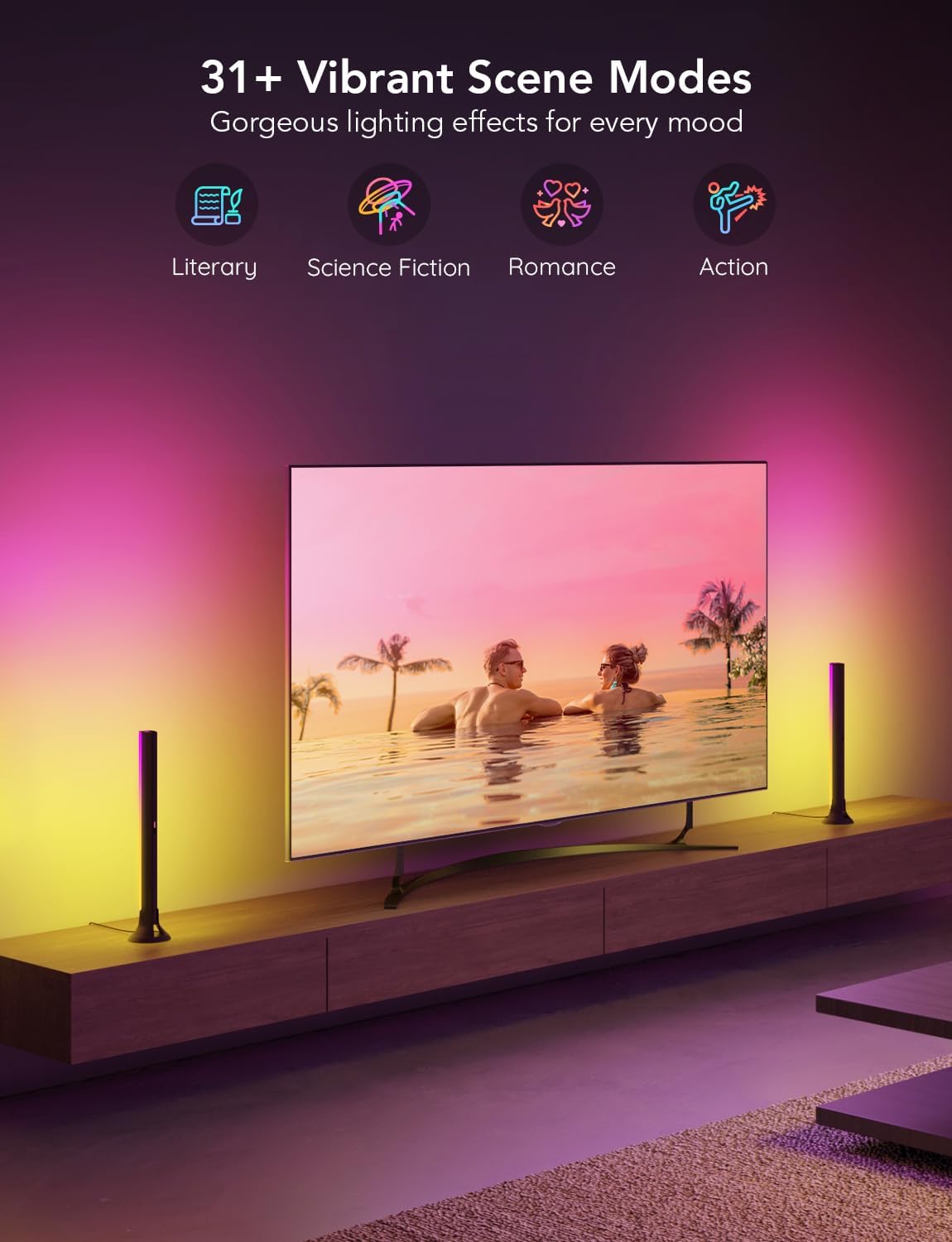 Govee RGBIC LED Strips TV Light Bars 15 Inch WiFi LED Backlight Double DEMO