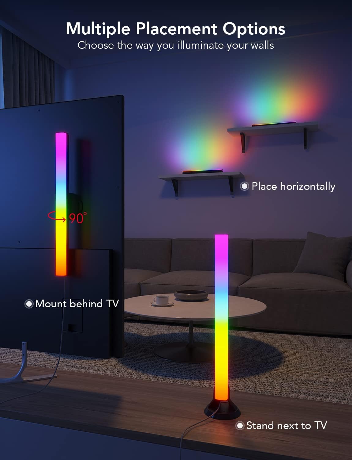 Govee RGBIC LED Strips TV Light Bars 15 Inch WiFi LED Backlight Double DEMO