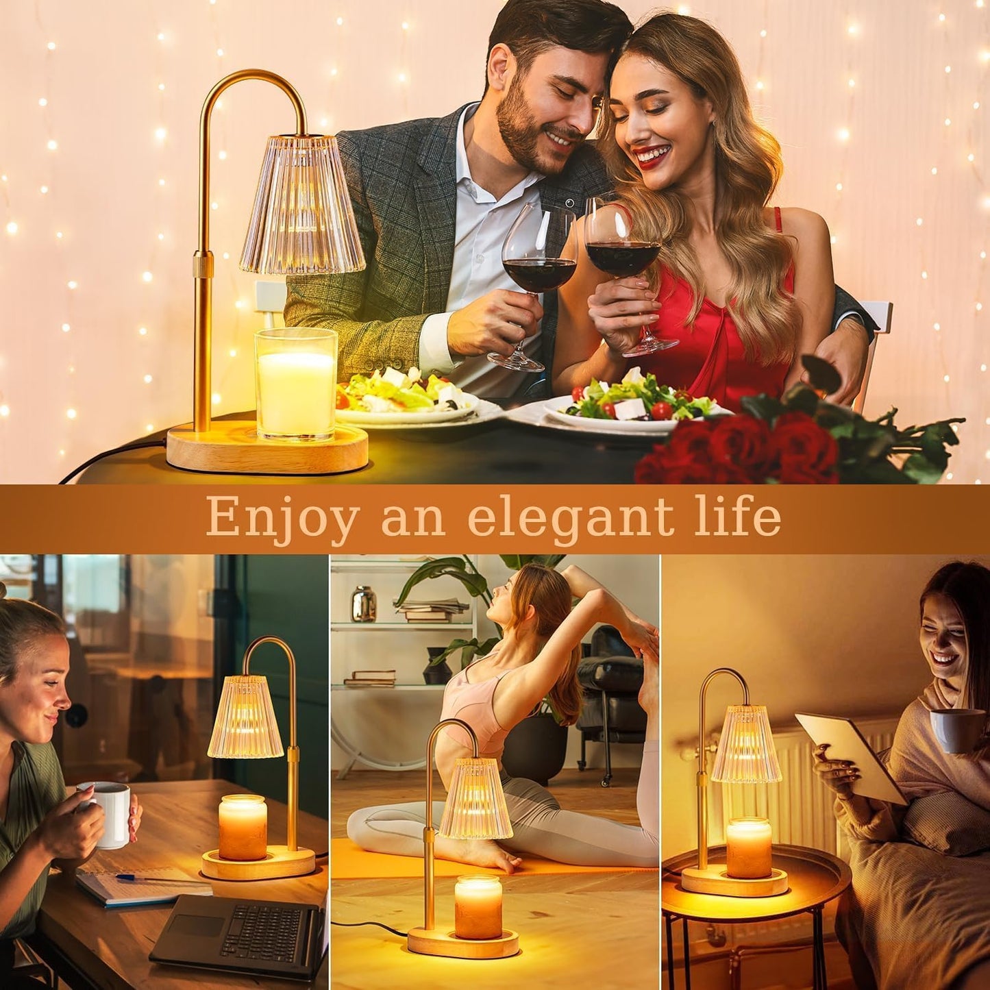 Elegant Gold Electric Candle Warmer with Timer for Scented Wax Melts DEMO