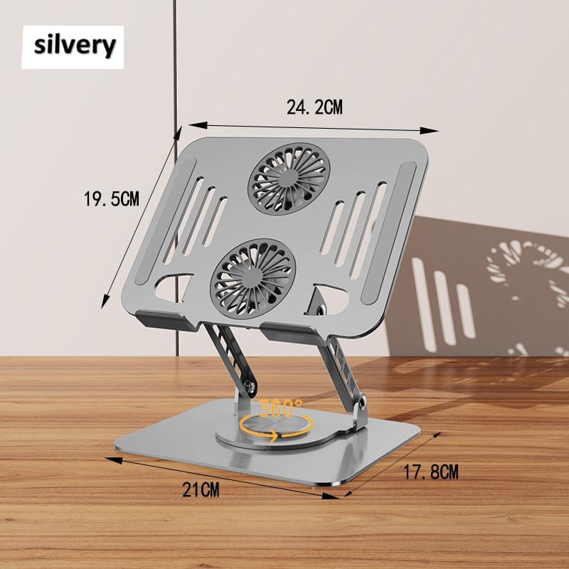 Adjustable 360° Rotating Laptop Cooling Stand Desk Mount in Silver - Stands DEMO