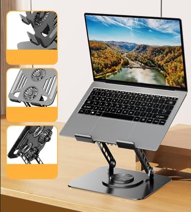 Adjustable 360° Rotating Laptop Cooling Stand Desk Mount in Silver - Stands DEMO