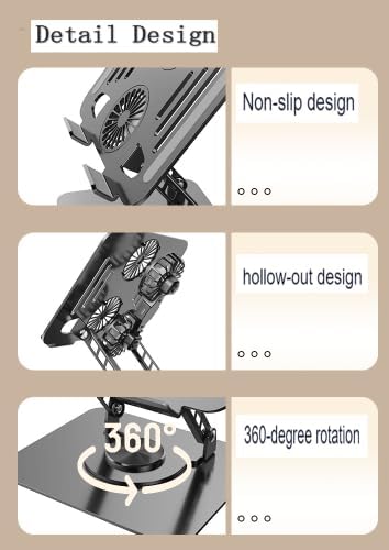 Adjustable 360° Rotating Laptop Cooling Stand Desk Mount in Silver - Stands DEMO