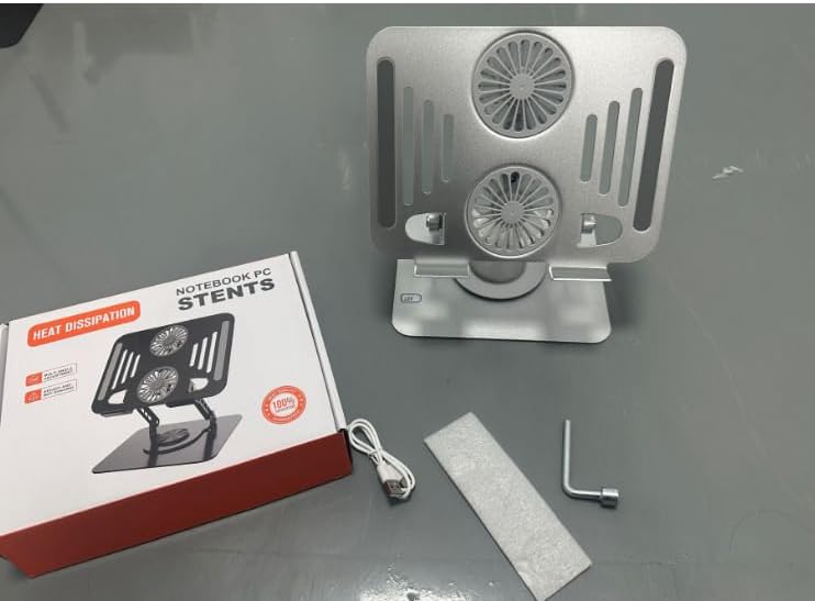 Adjustable 360° Rotating Laptop Cooling Stand Desk Mount in Silver - Stands DEMO