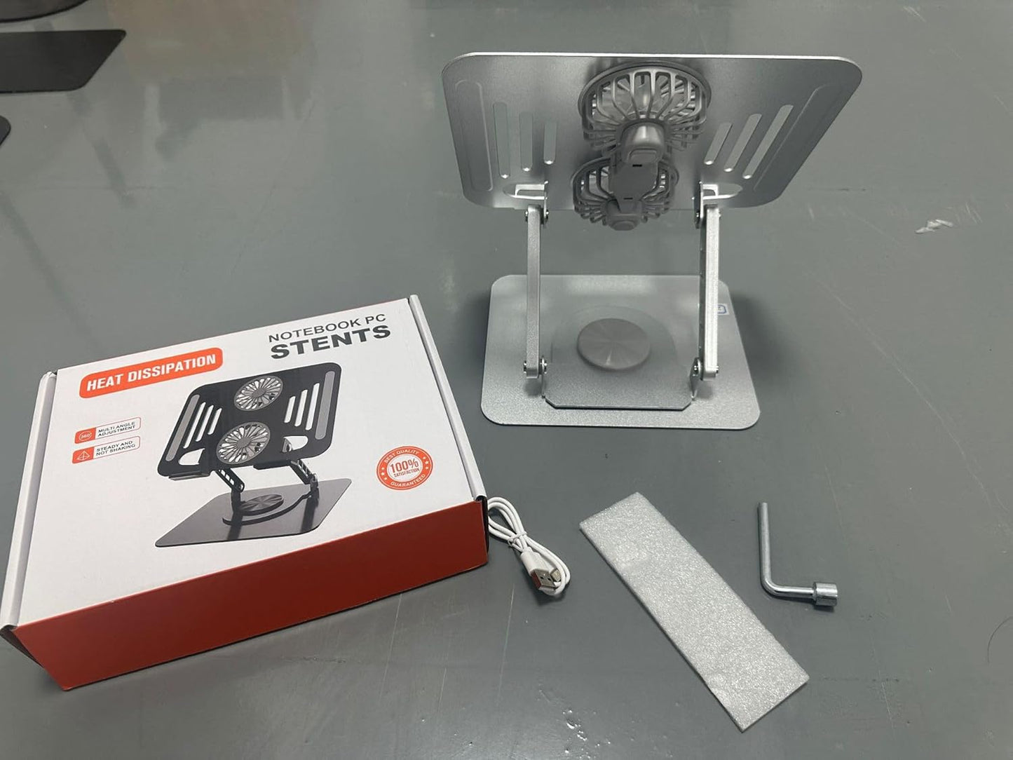 Adjustable 360° Rotating Laptop Cooling Stand Desk Mount in Silver - Stands DEMO