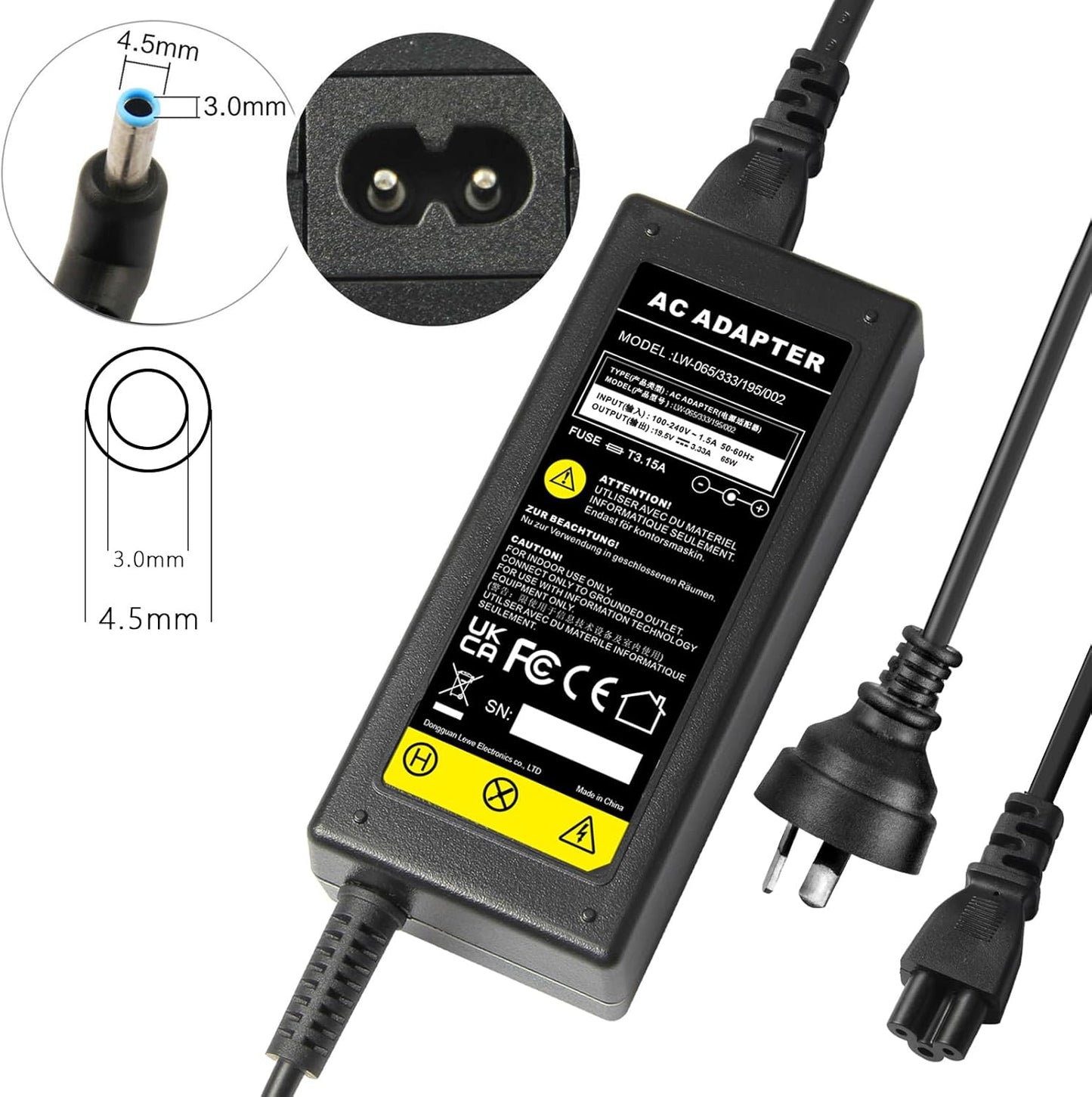 65W AC Adapter Charger for HP Chromebook, Stream, X360, Pavilion DEMO