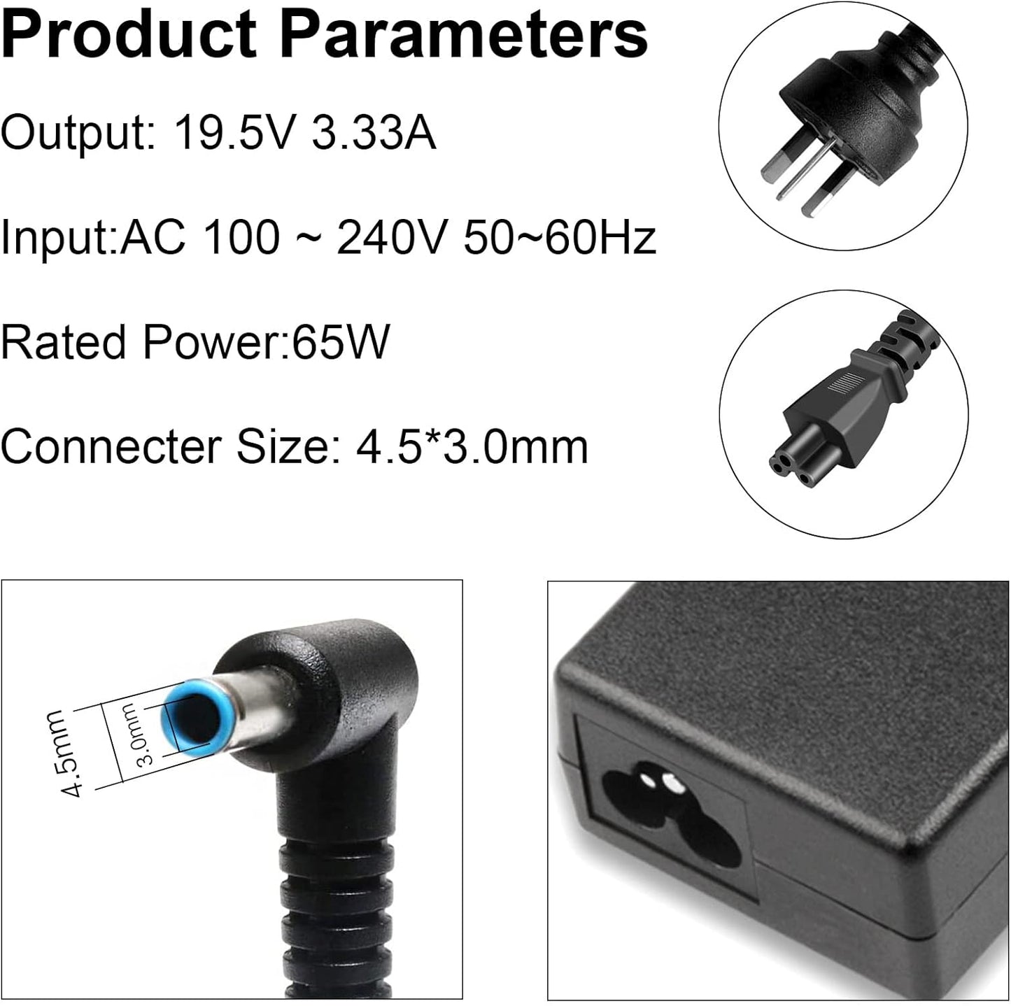 65W AC Adapter Charger for HP Chromebook, Stream, X360, Pavilion DEMO