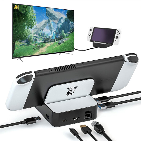 6-in-1 Docking Station for Nintendo Switch and OLED Model - Black Charging NEW