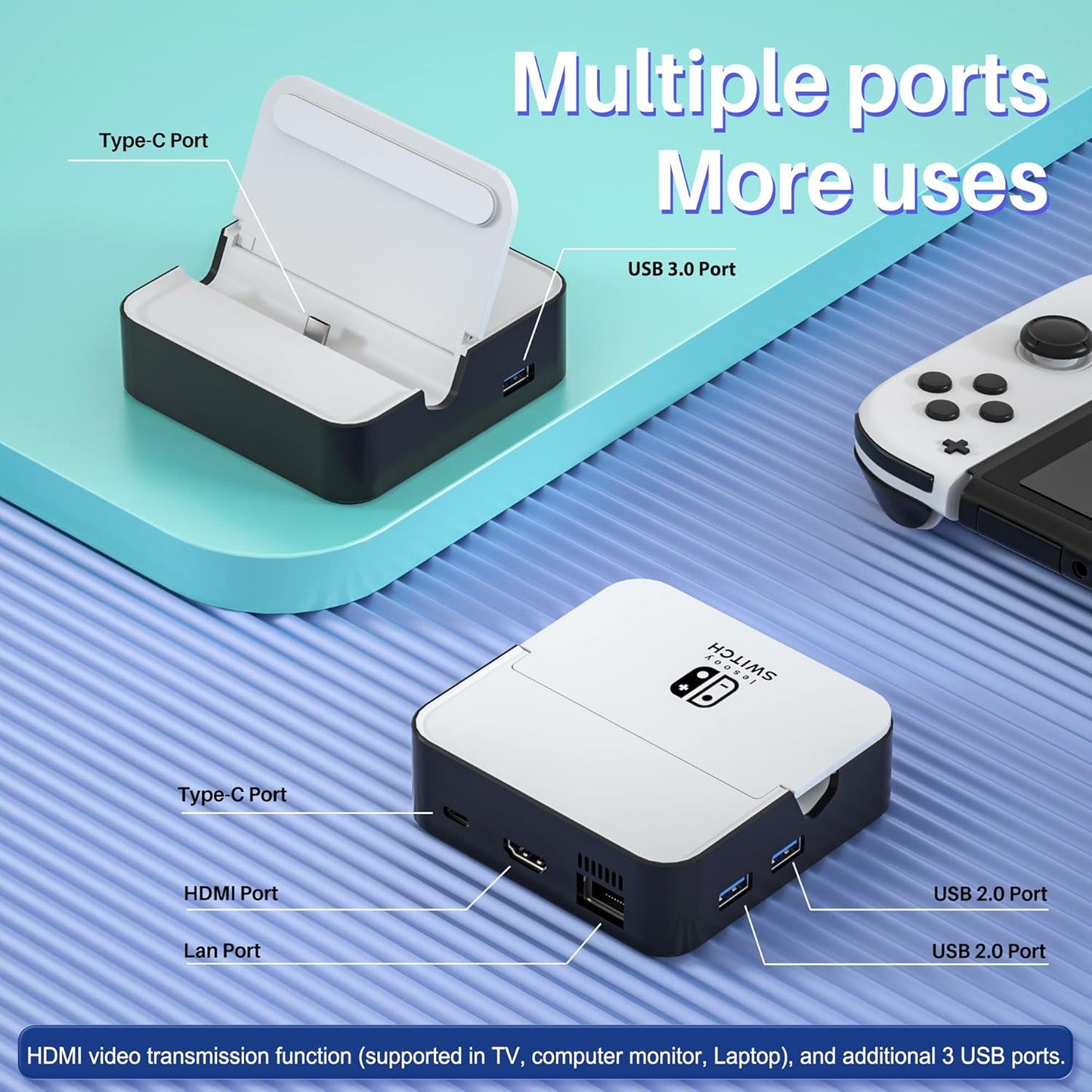 6-in-1 Docking Station for Nintendo Switch and OLED Model - Black Charging NEW