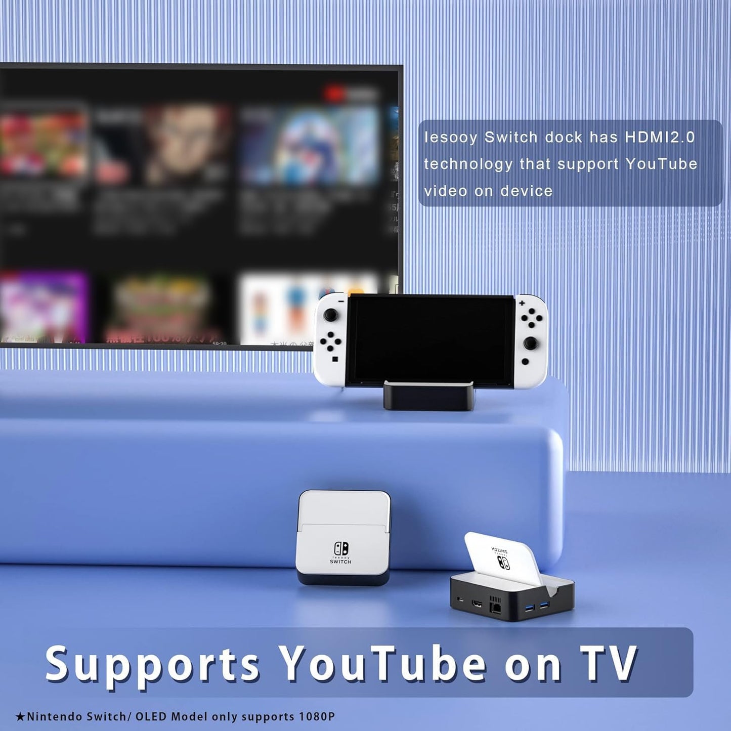 6-in-1 Docking Station for Nintendo Switch and OLED Model - Black Charging NEW
