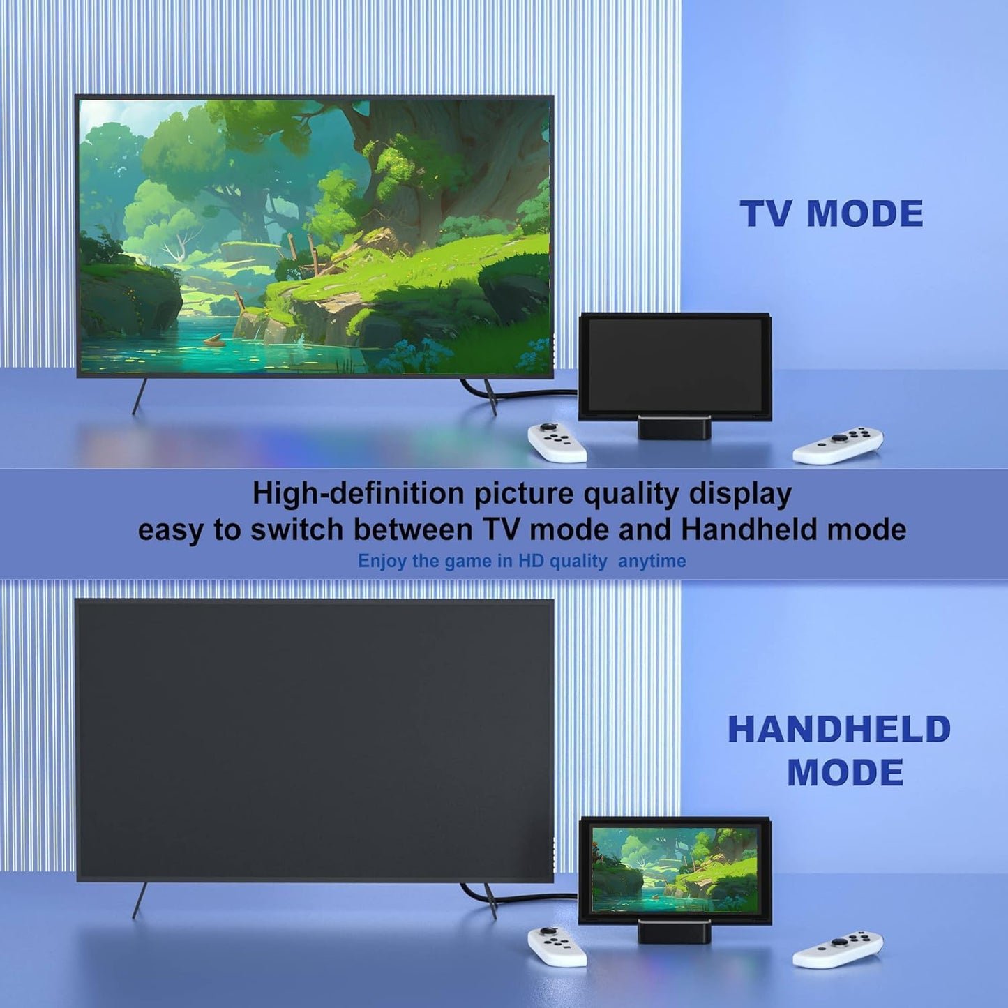 6-in-1 Docking Station for Nintendo Switch and OLED Model - Black Charging NEW