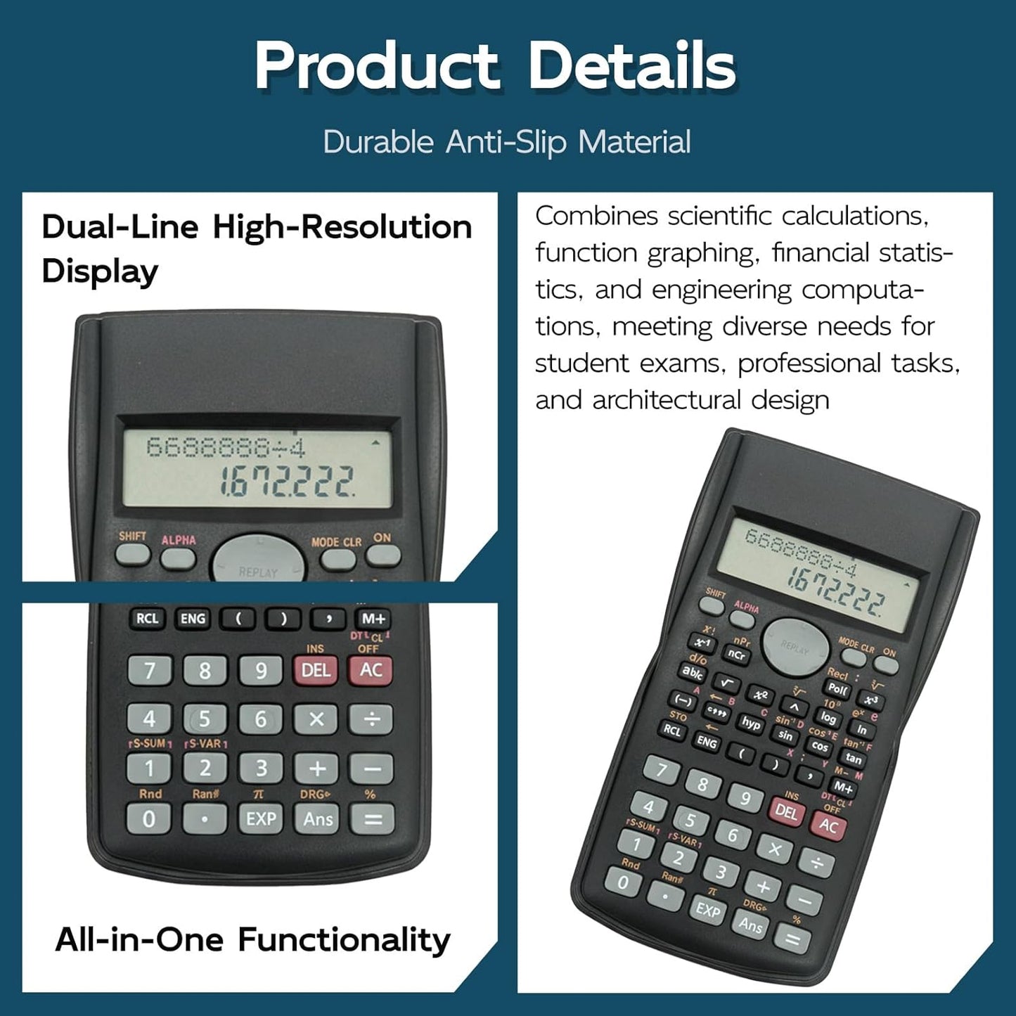 Advanced Scientific Non-Graphing Office Calculator in Black by DEMO