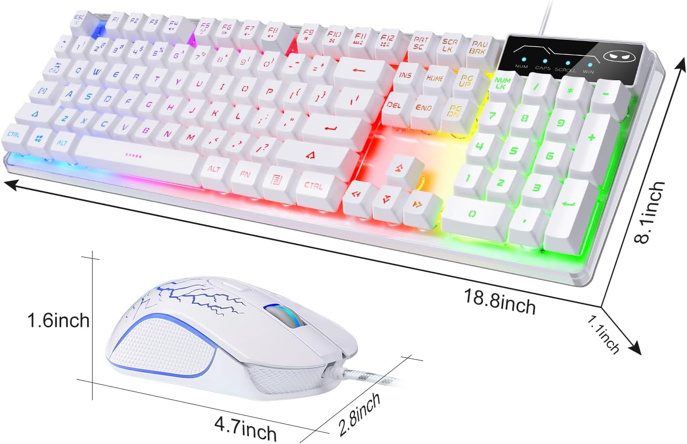 MageGee K1 White RGB LED Backlit Keyboard and Mouse Combo Set for PC Gaming DEMO