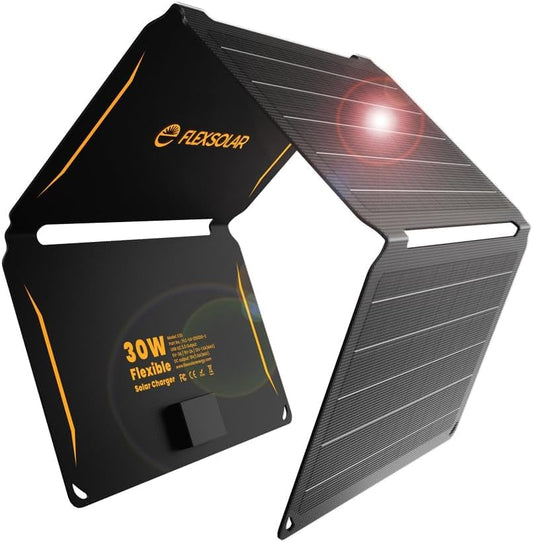 FlexSolar 30W Portable Solar Charger Foldable ETFE Panel USB-A/C QC3.0 DEMO