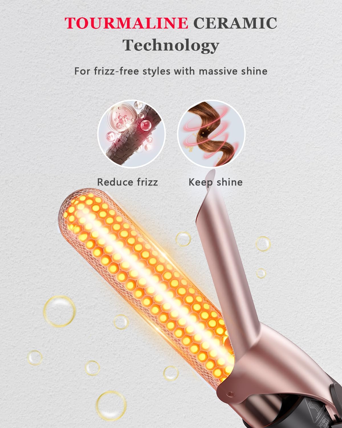 5-in-1 Curling Iron Hair Wand Set with Thermal Brush in Rose Gold for All DEMO