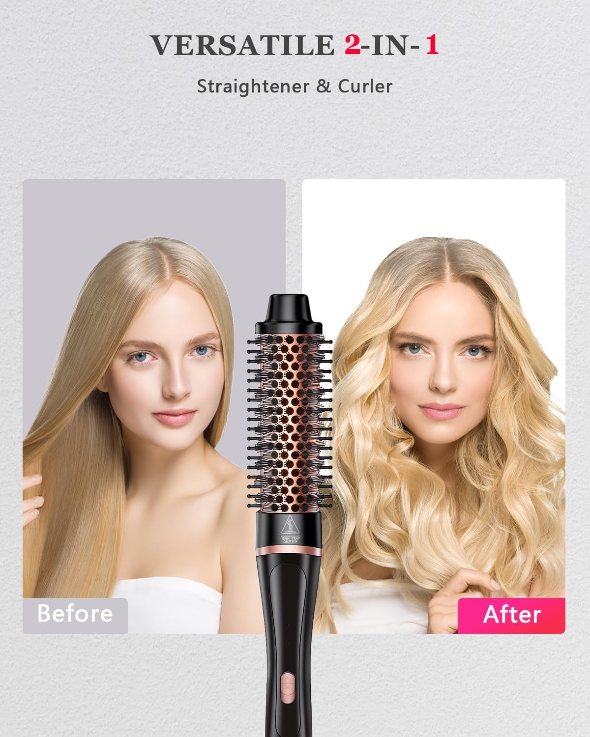 5-in-1 Curling Iron Hair Wand Set with Thermal Brush in Rose Gold for All DEMO
