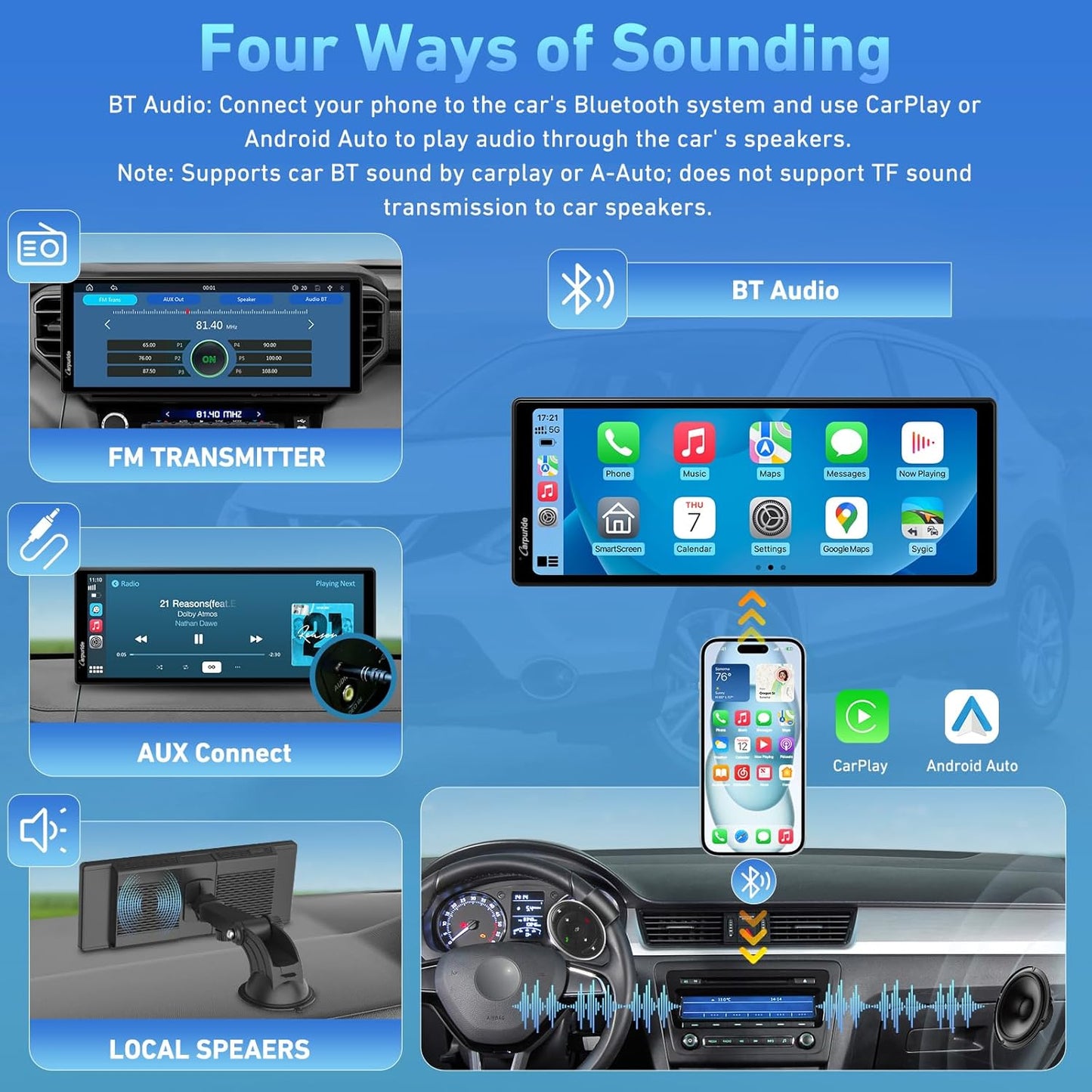 CARPURIDE 9.3" Car Components Wireless & Wired Apple CarPlay Screen for DEMO