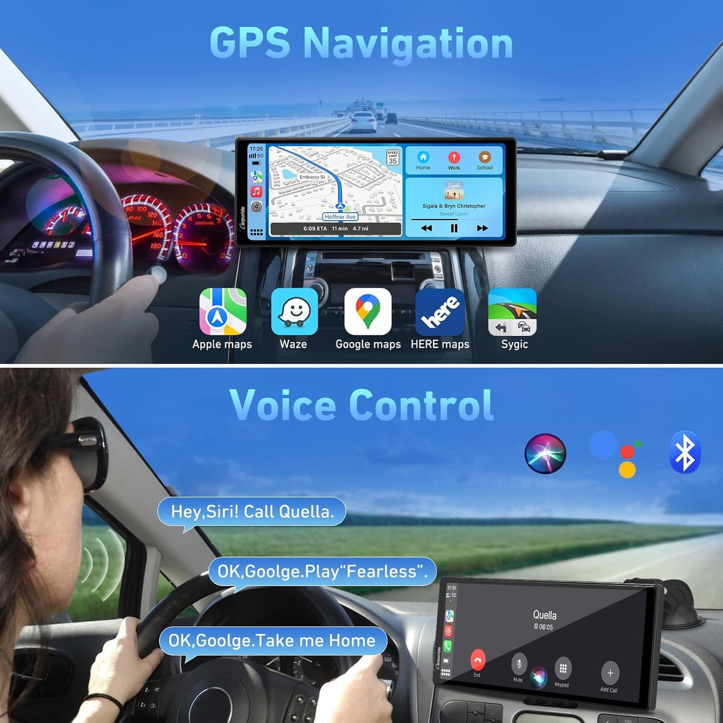 CARPURIDE 9.3" Car Components Wireless & Wired Apple CarPlay Screen for DEMO