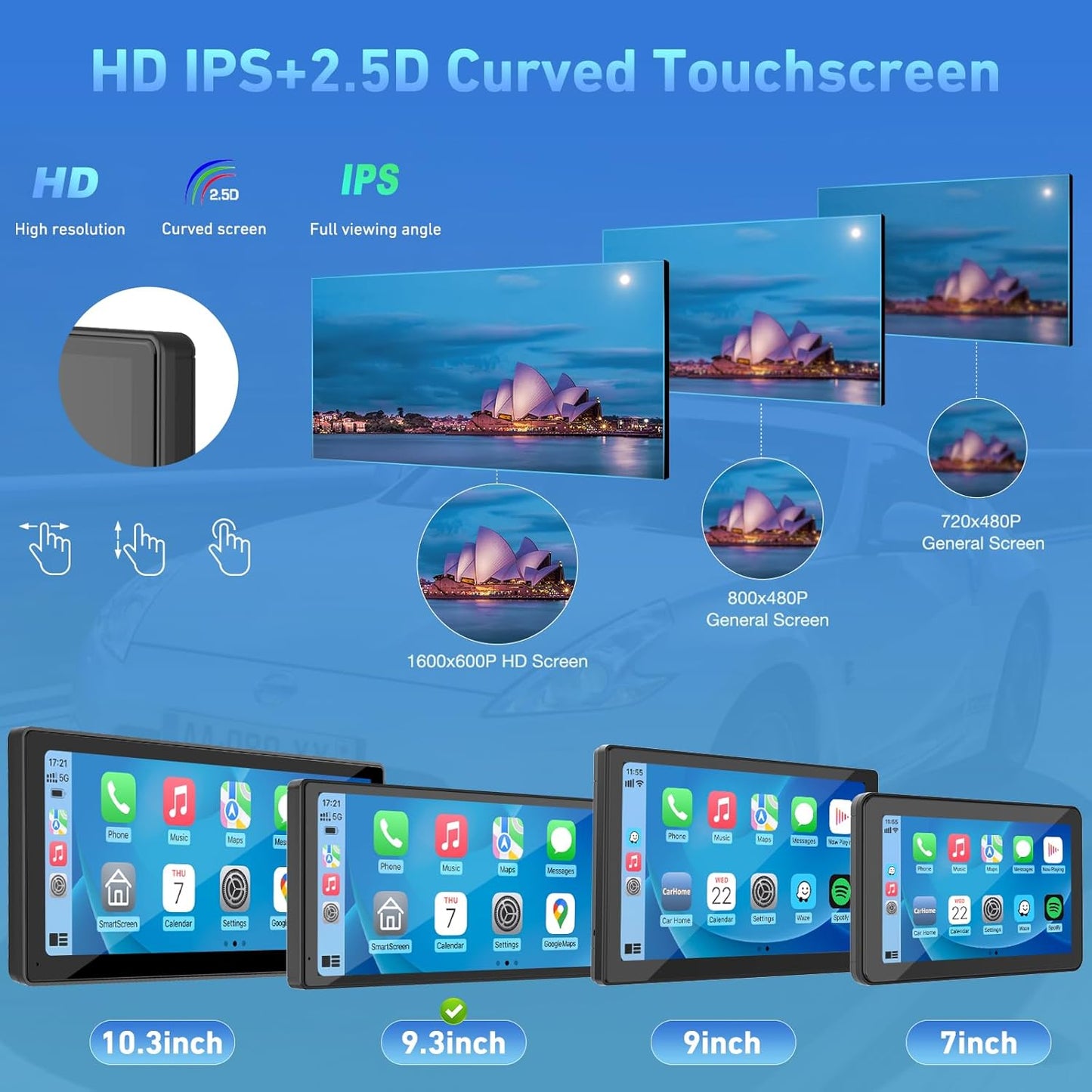 CARPURIDE 9.3" Car Components Wireless & Wired Apple CarPlay Screen for DEMO