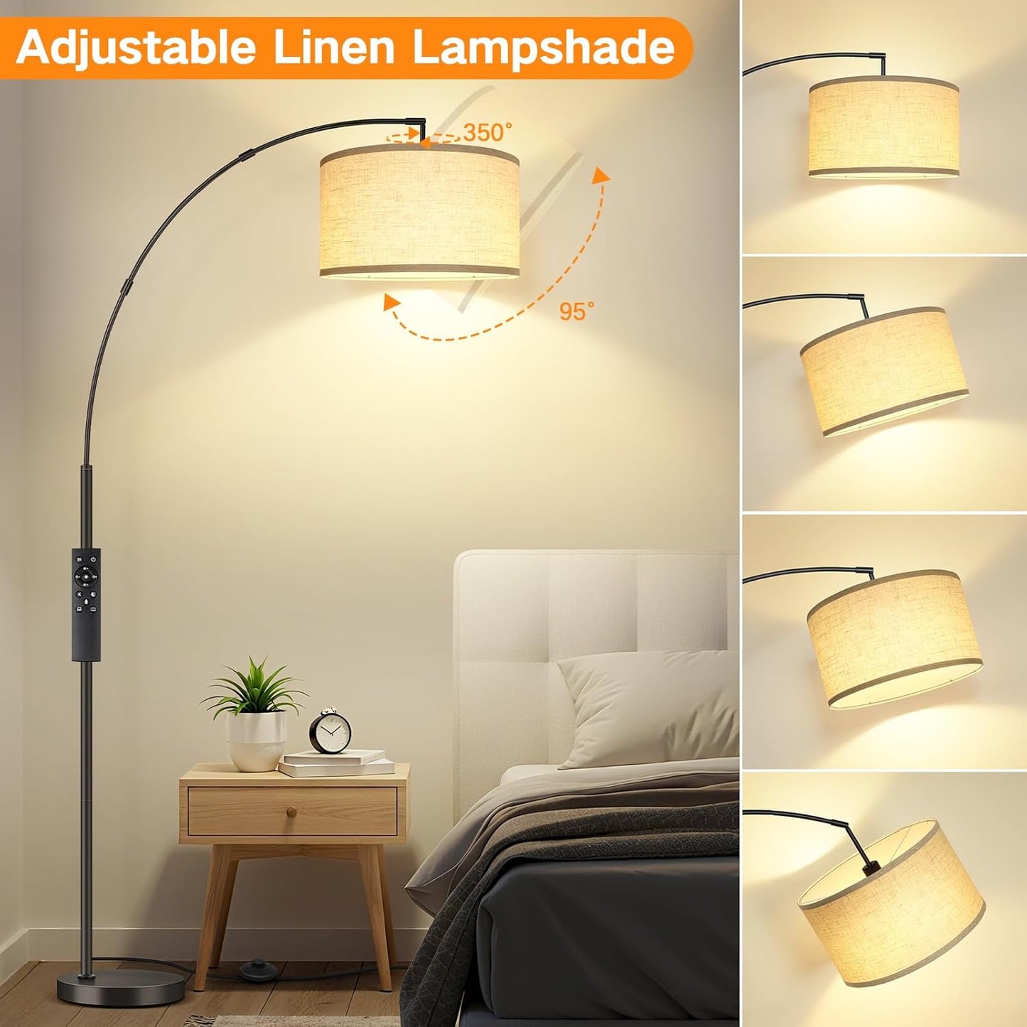 OUTON 12W 1080LM Dimmable LED Floor Lamp with Beige Shade - Bright & DEMO